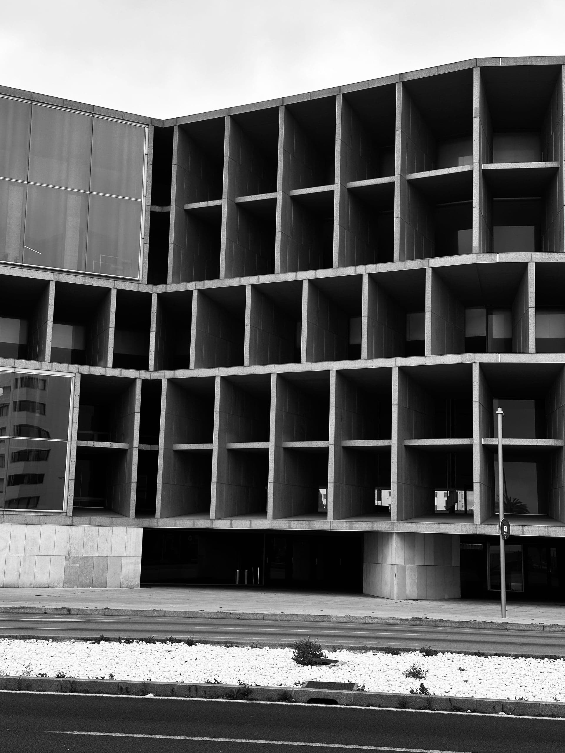 Geometric facade of a modern building